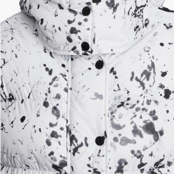 All Saints Monochrome Splatter Puffer Jacket - Picture 6 of 9